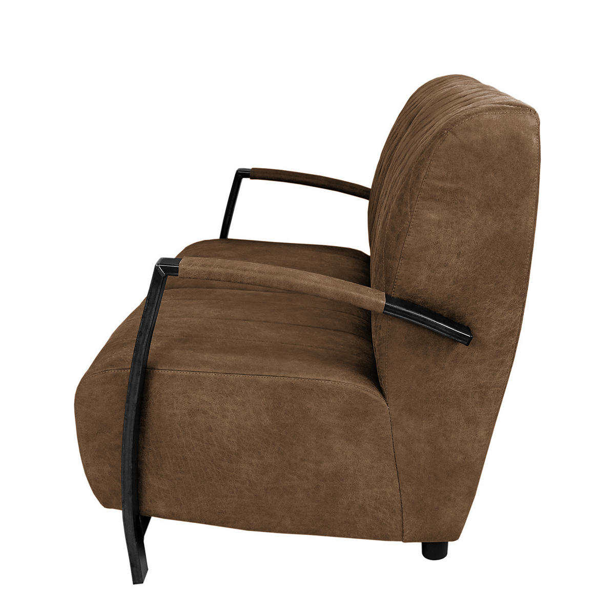 POLSTERGARNITUR (3-2) - Antiklederlook - Grau, Textil (1/1/1cm) - home24