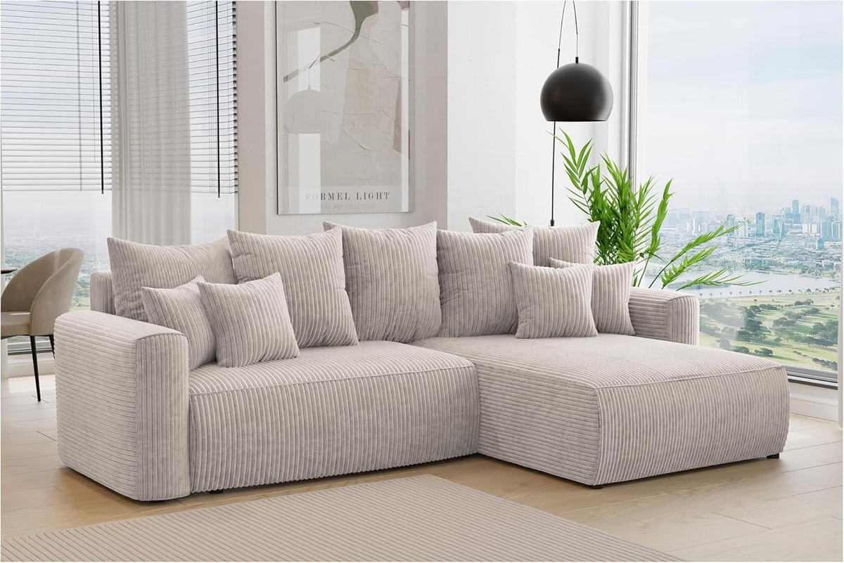ECKSOFA BALI L - Beige/Schwarz, Holzwerkstoff (260/160cm) - Meblini