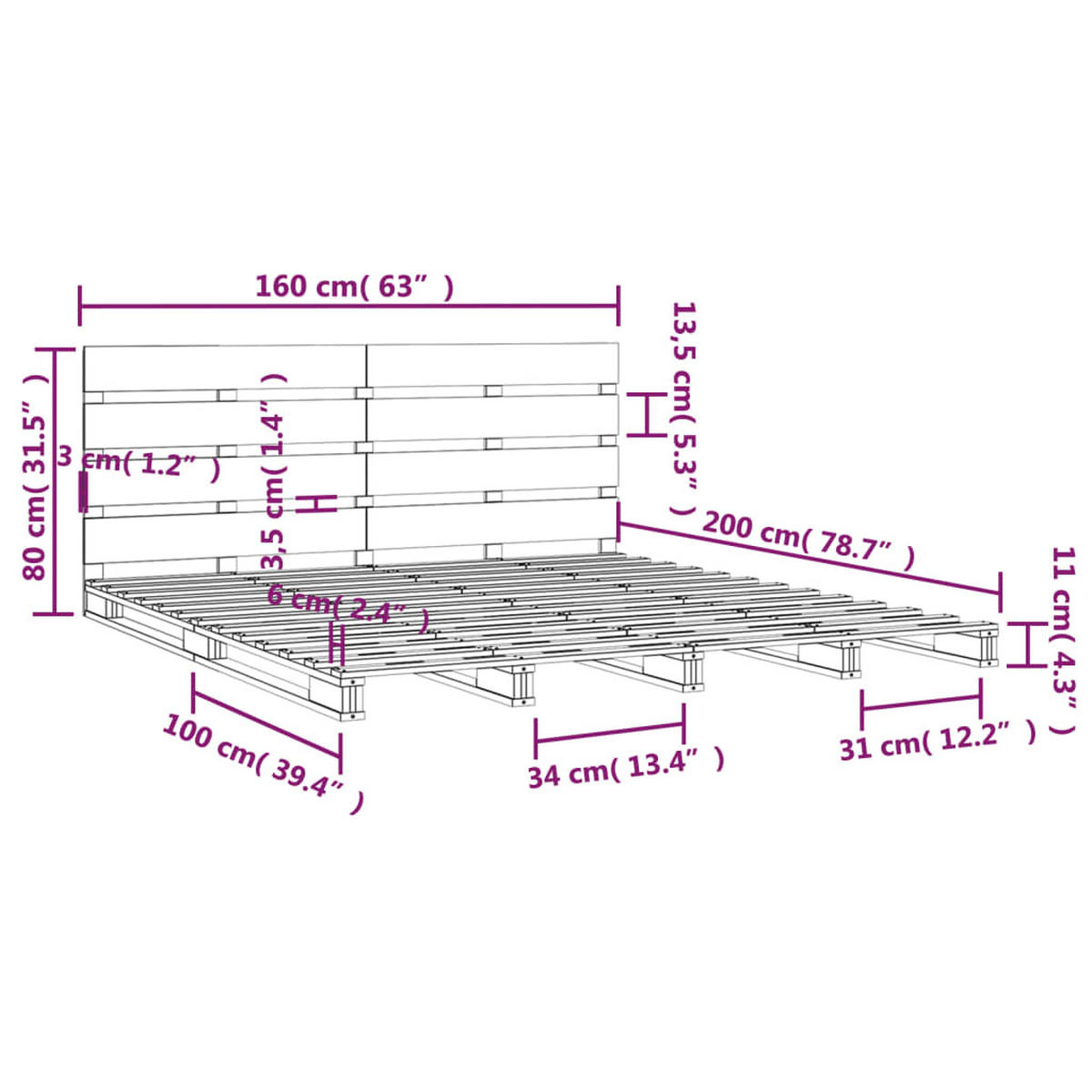 MASSIVHOLZBETT Ohne Matratze 160/200 Cm Kiefernholz - Braun, Holz (160/200cm) - vidaXL