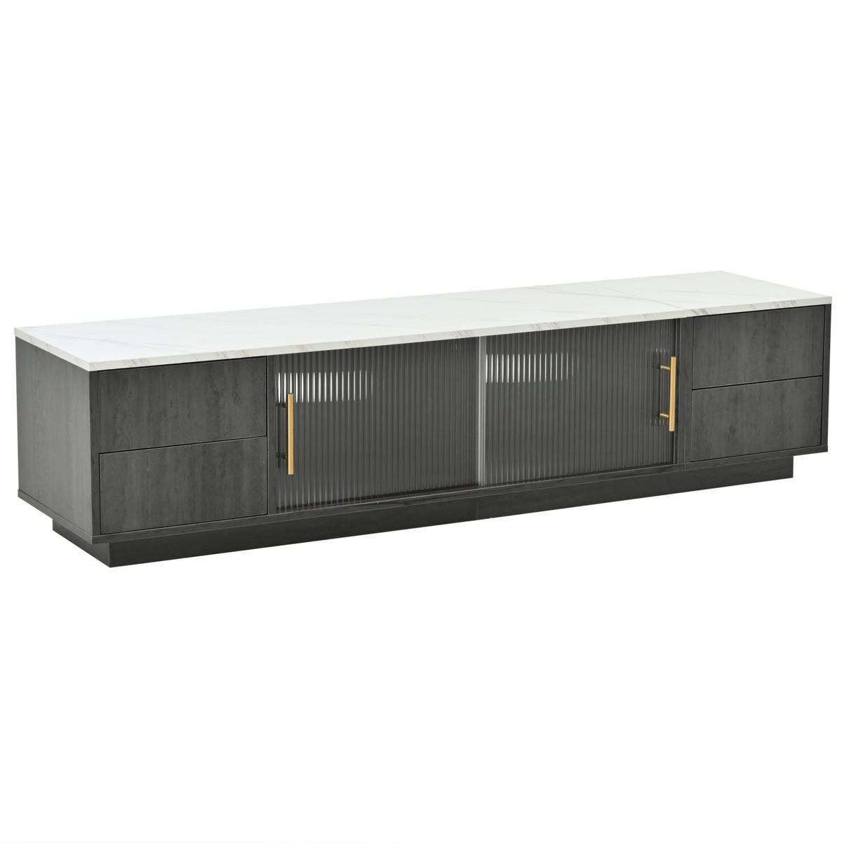 TV-LOWBOARD 160/40/38,5 cm mit 4 Schubladen und Kabeldurchlass - Grau, Holzwerkstoff (160/38.5/40cm) - BEAOK