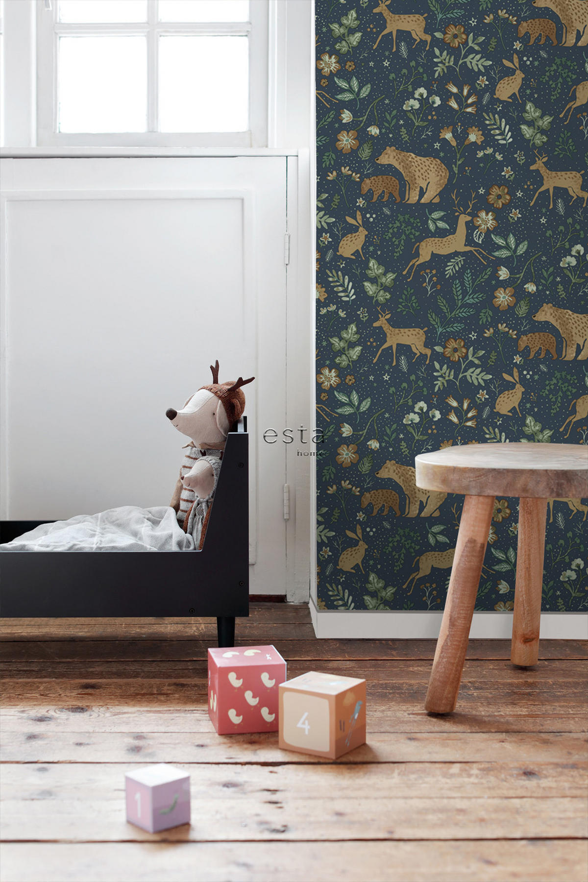 TAPETE Wald mit Waldtieren 53 cm x 10.05 m - Blau, Papier (53/0.1cm) - ESTAhome