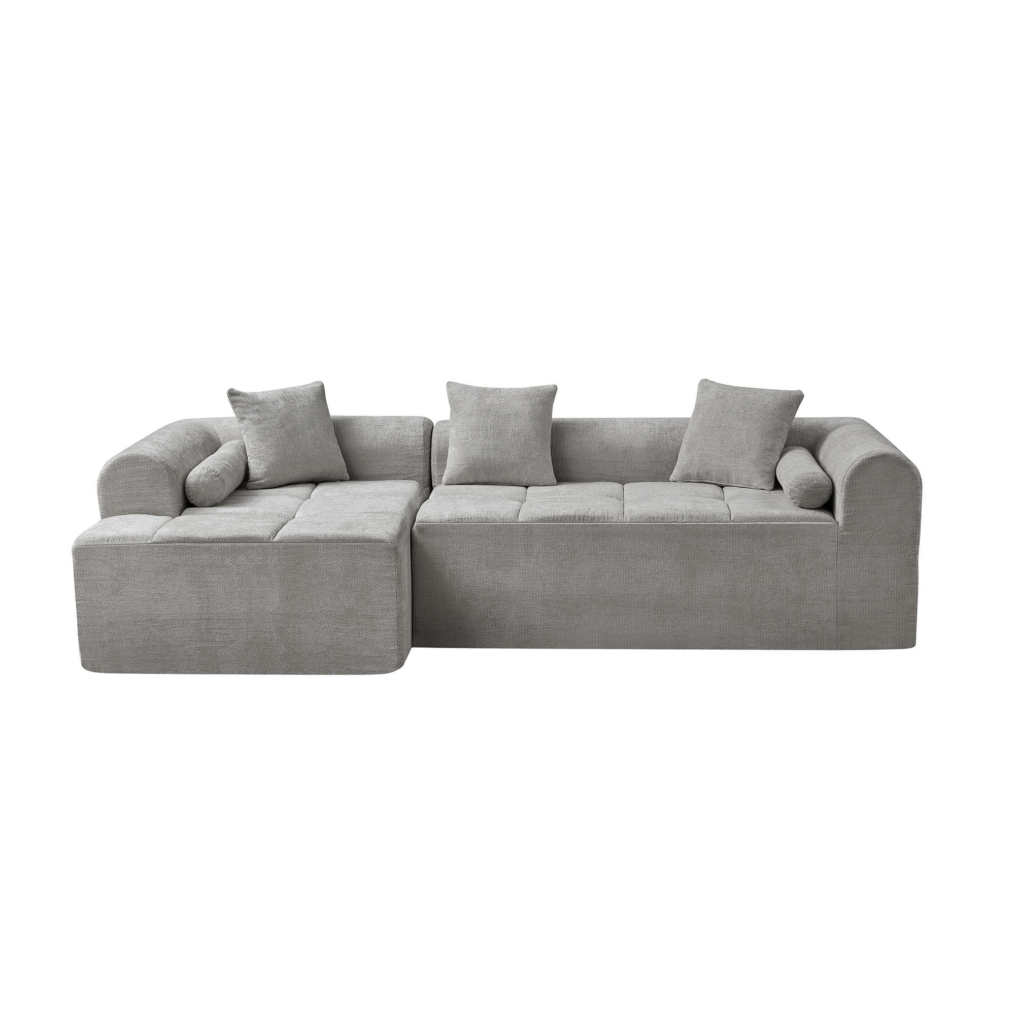 ECKSOFA 263/132.5/68 cm Hellgrau Chenille - Hellgrau, Textil (263/132.5cm) - Oxeza