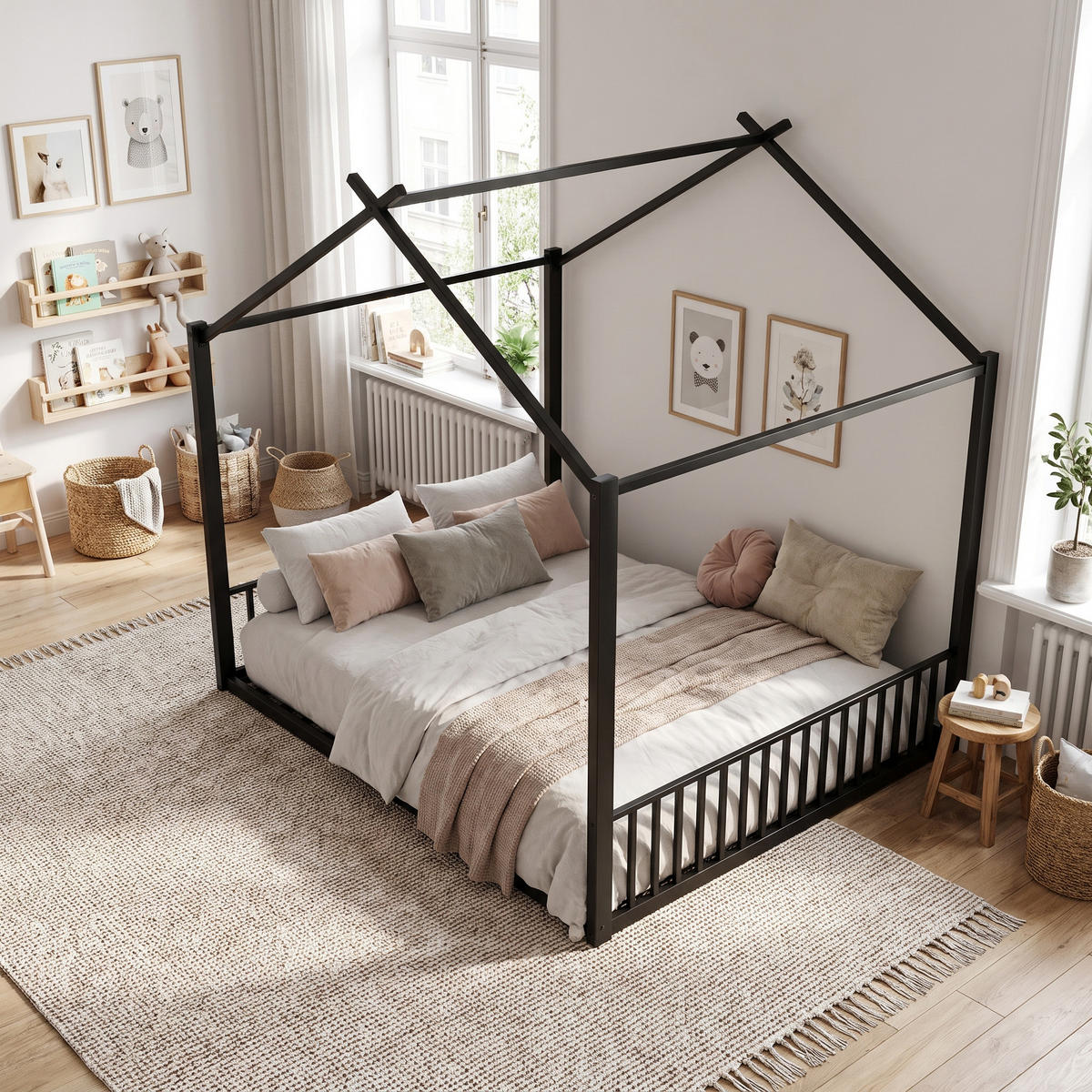 KINDERBETT metall 140x200 kinderbett schwarz - Schwarz, Metall (140/200cm) - Urban Meuble