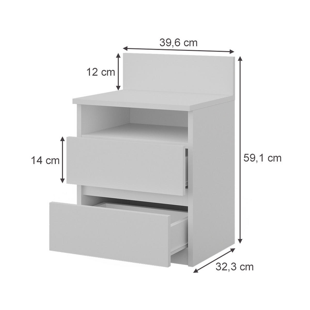 NACHTTISCH Monty Weiß 39.6 x 59.1 cm 2er Set - Weiß, Holzwerkstoff (32.3/59.1/39.6cm) - Vicco