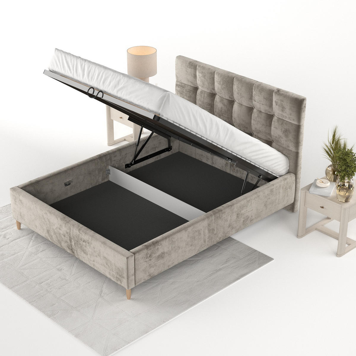 POLSTERBETT Cora 140/200 cm Beige im Lotta Stoff - Beige/Naturfarben, Holz/Holzwerkstoff (140/200cm) - AltaBeds