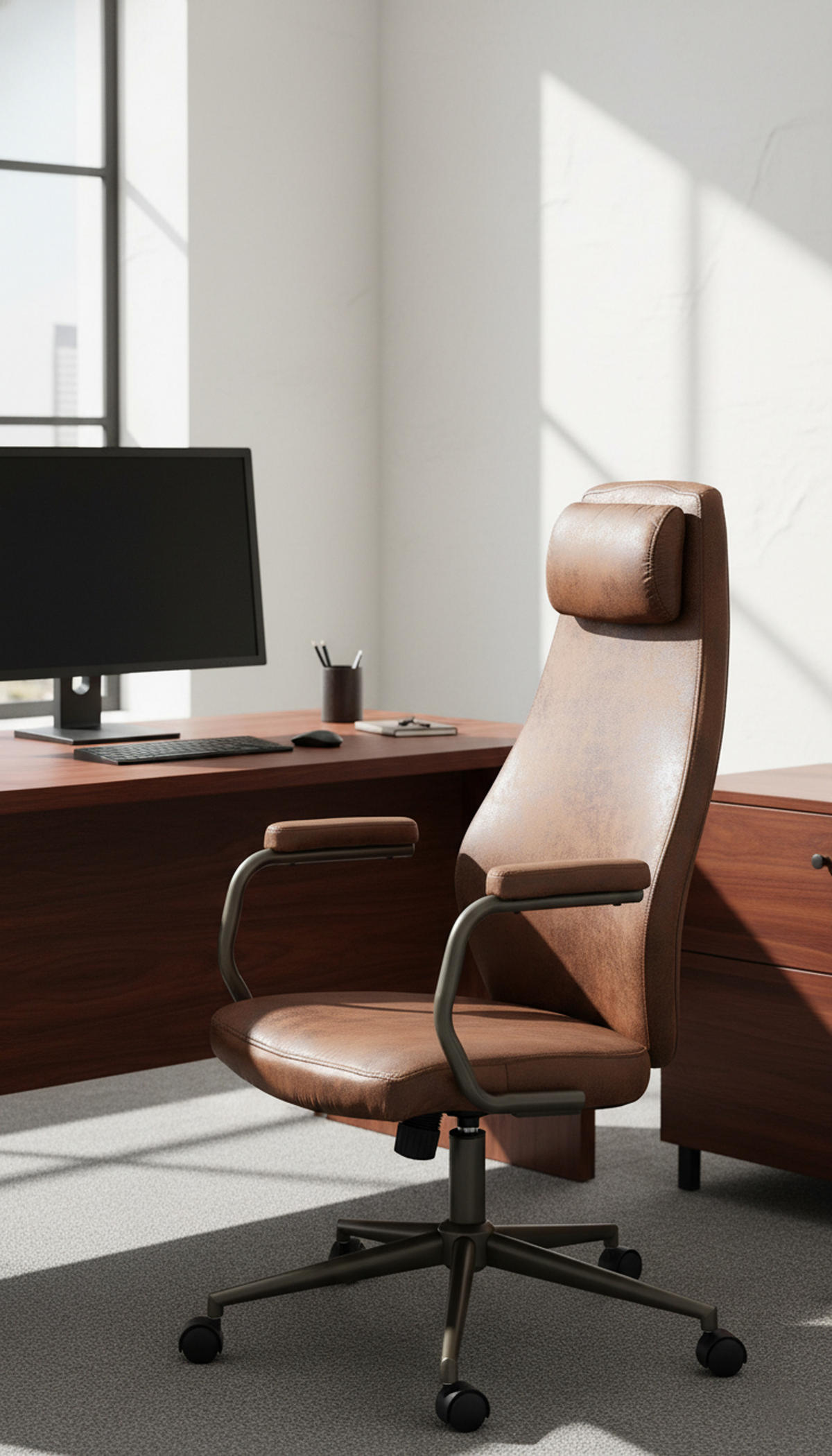 BÜROSTUHL Zephyr cognac - Cognac/Schwarz, Metall (62/137/66cm) - TPFLiving