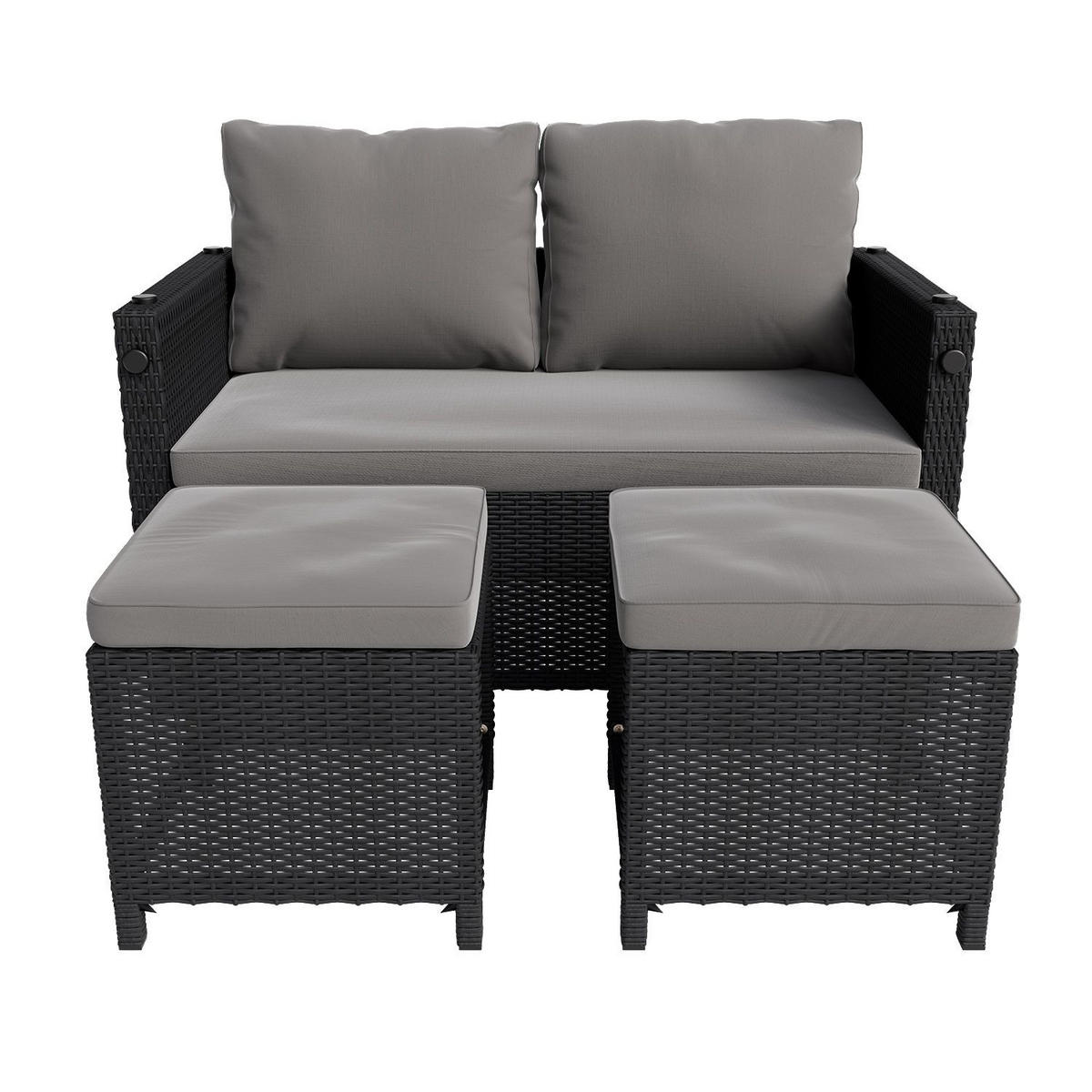 GARTENMÖBELSET Jamaika schwarz (4-tlg.) - Schwarz, Kunststoff/Metall - Juskys