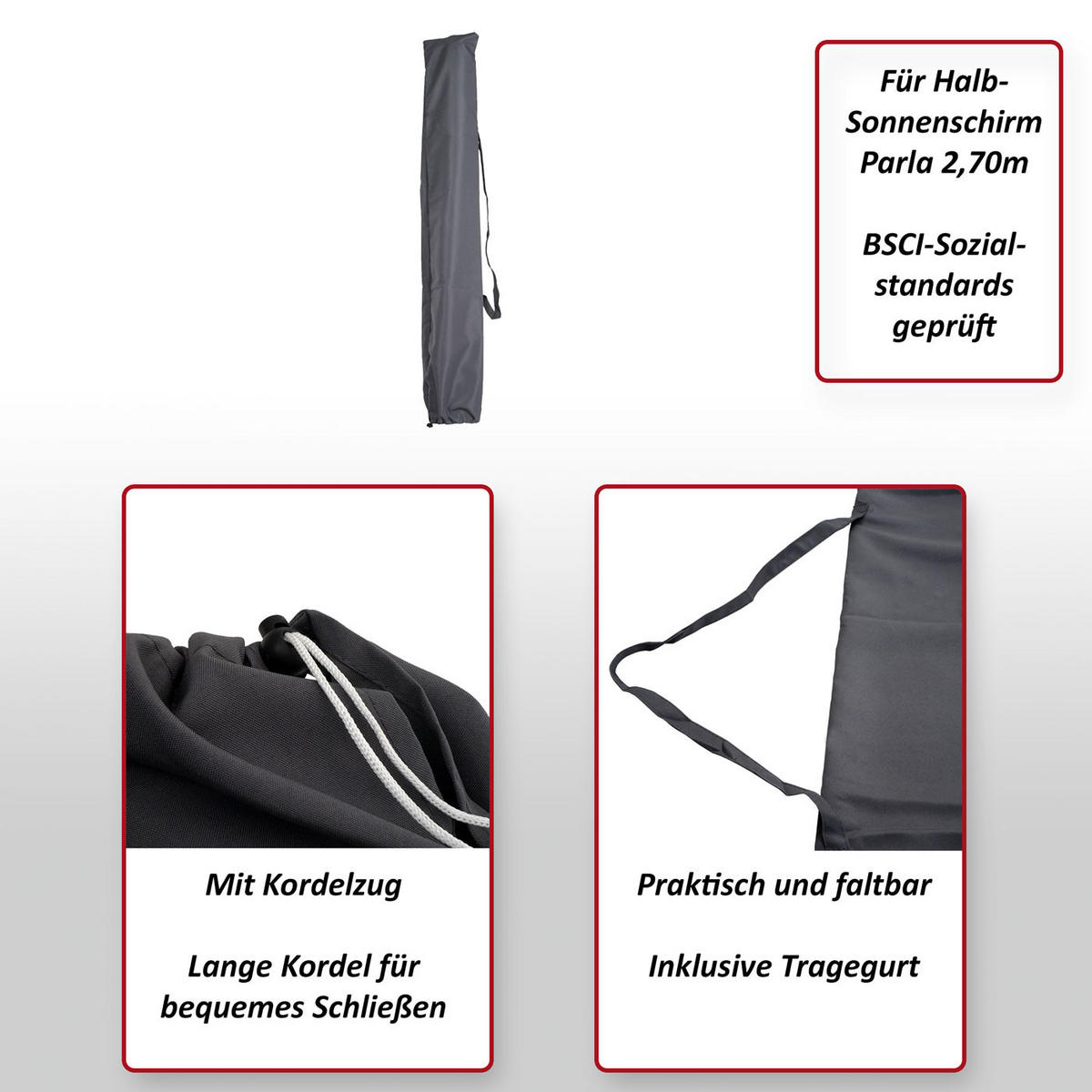 SCHUTZHÜLLE FÜR SCHIRM I Anthrazit - Anthrazit, Textil (32/150/32cm) - MCW