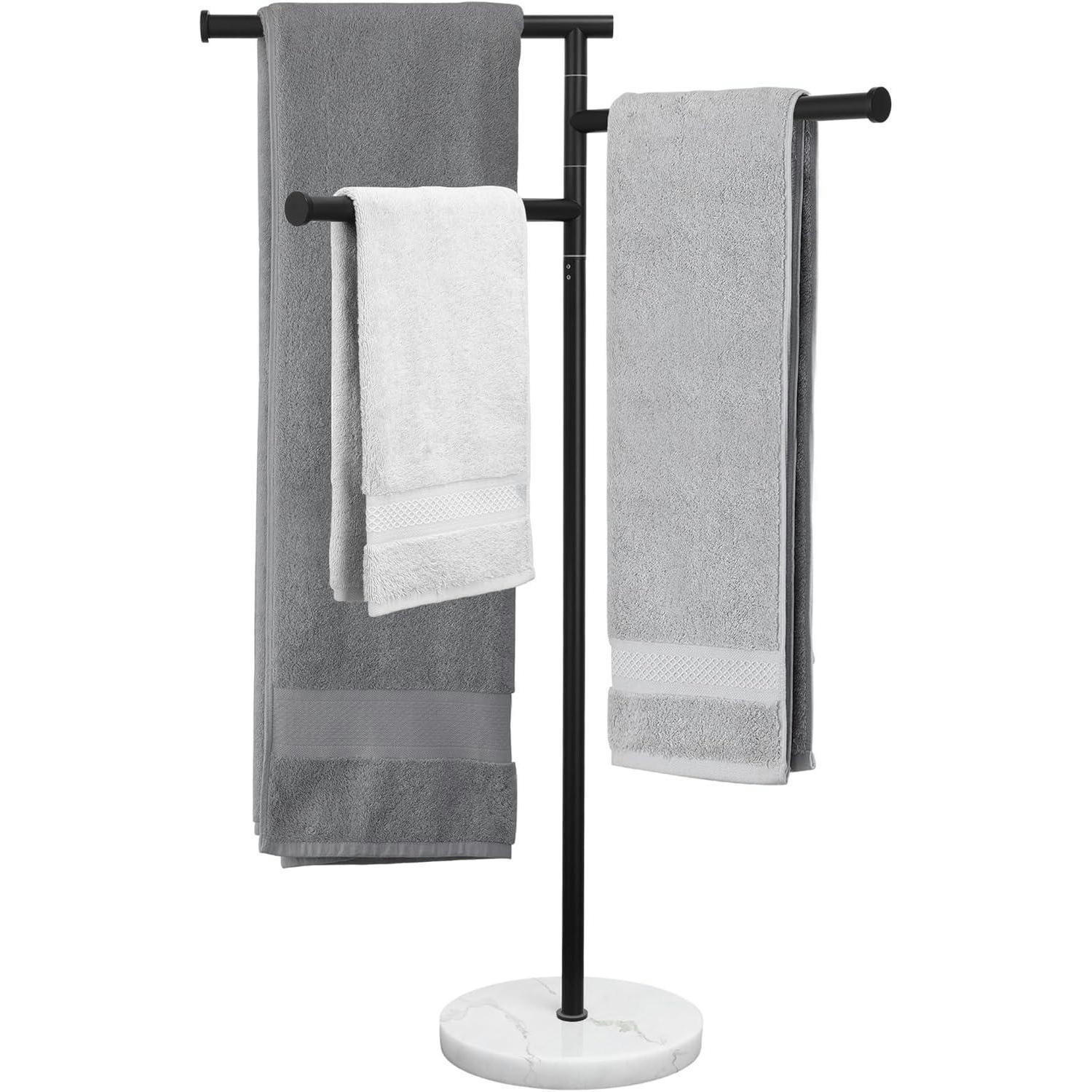 HANDTUCHSTÄNDER mit Marmorsockel Schwarz - Anthrazit, Stein (38.2/100/100cm)