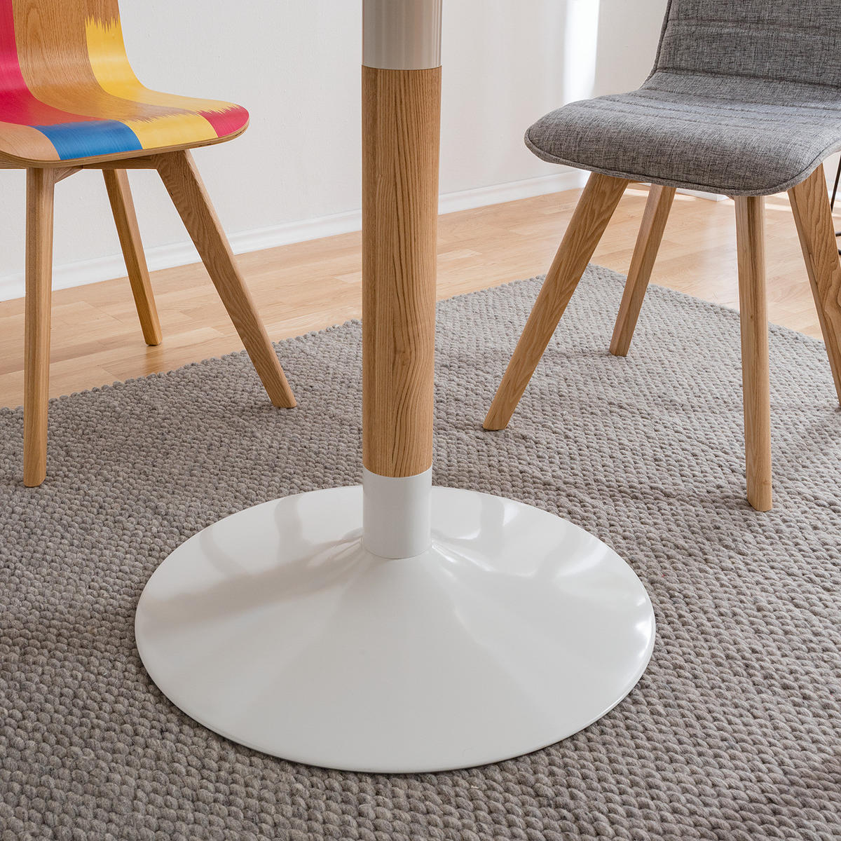 ESSTISCH - Esche teilmassiv - Weiß, Holzwerkstoff (100/100/75cm) - home24