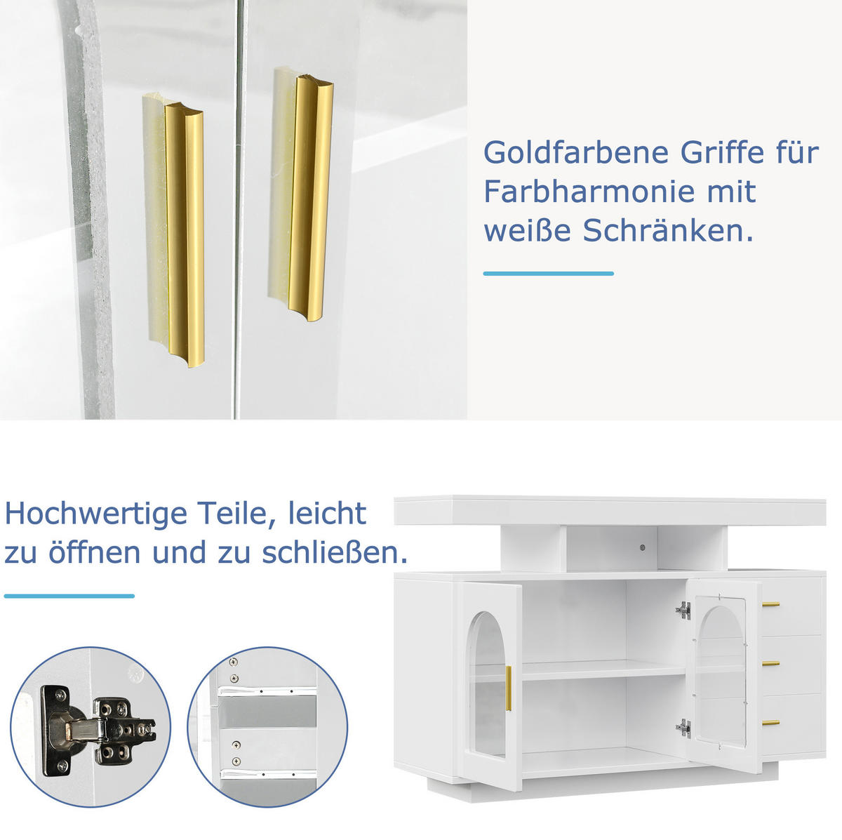 SIDEBOARD 120/40/80 cm Weiß aus Spanplatte mit LED-Beleuchtung - Weiß, Holzwerkstoff (40/80/120cm) - OKMYHOME
