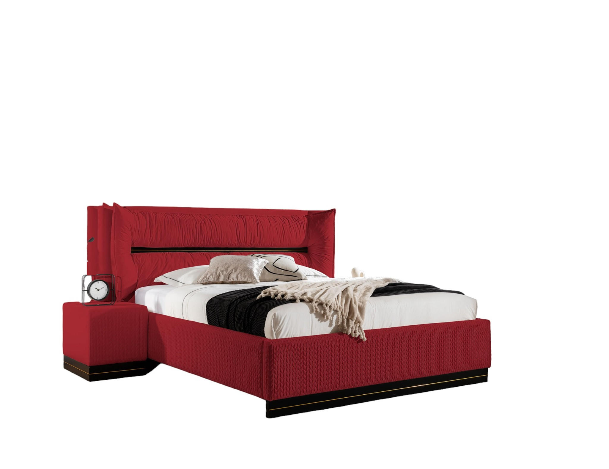 POLSTERBETT Hamilton Magic Velvet Set.4 - Rot, Holzwerkstoff/Textil (160/200cm) - Fun Möbel