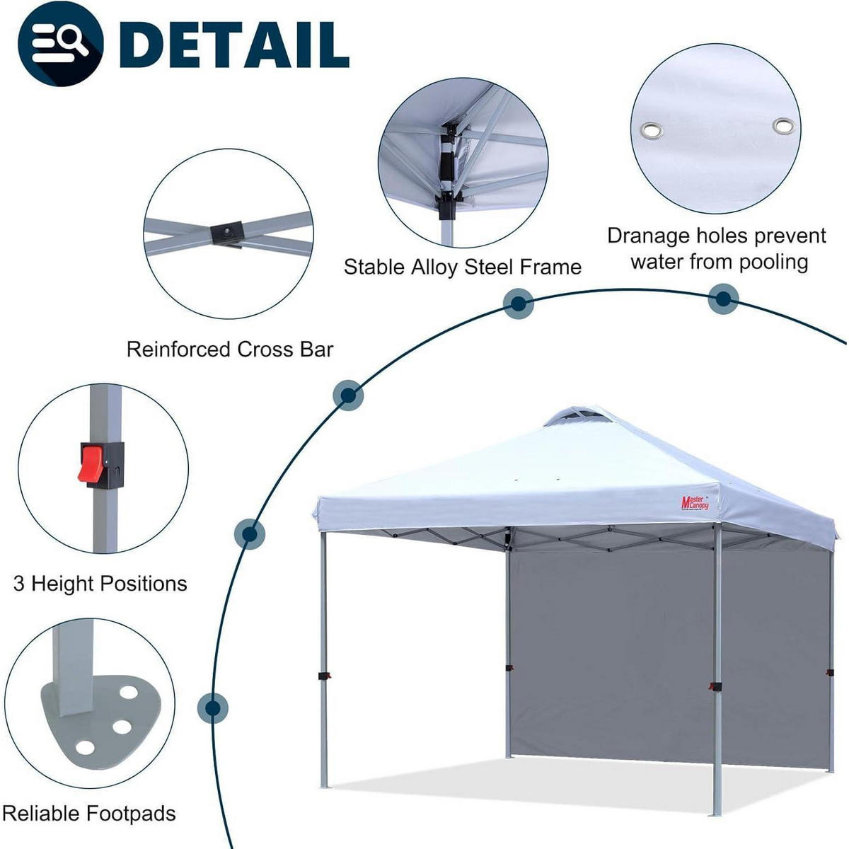 FALTPAVILLON 3 x 3 m mit Seitenwand Weiß - Weiß, Textil (304.8/266.7/304.8cm)