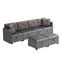 SOFA 4-Sitzer Modulares aus Samt & Cord 261x132,5 cm mit Stauraum, antikgrau - Grau, Textil (132.5/85/261cm) - Luhomfu