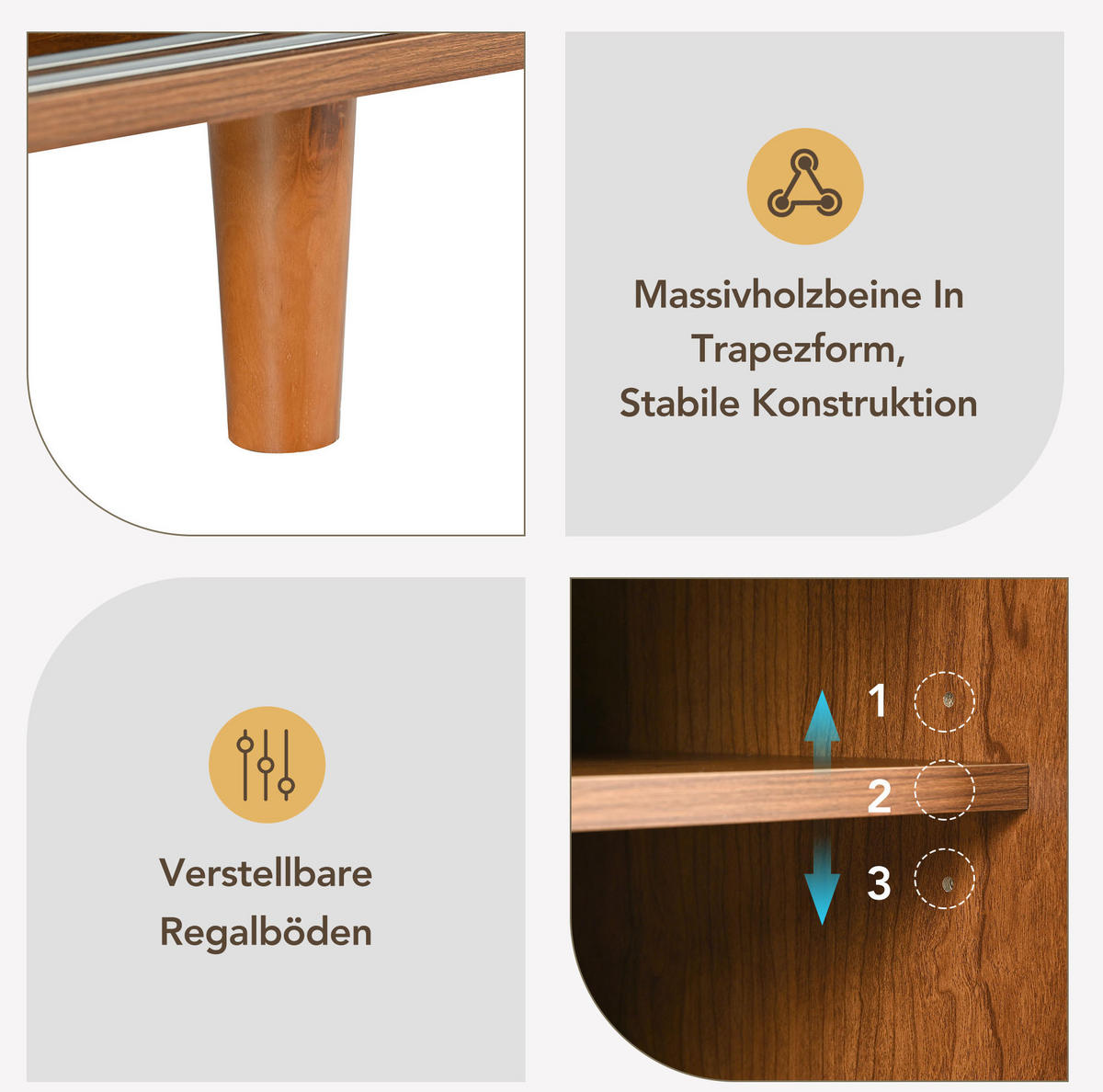SCHUHSCHRANK 104/40/48 cm in Walnuss mit 2 Türen und verstellbarem Boden - Walnussfarben, Holzwerkstoff (104/48/40cm) - BEAOK