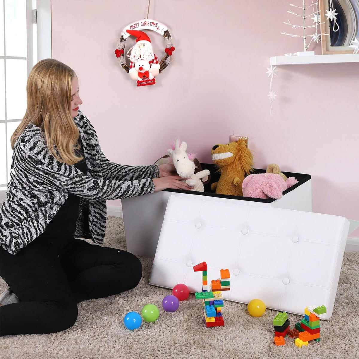 SITZTRUHE SITZBANK - Weiß, Holzwerkstoff (38/38/76cm) - Hansiro