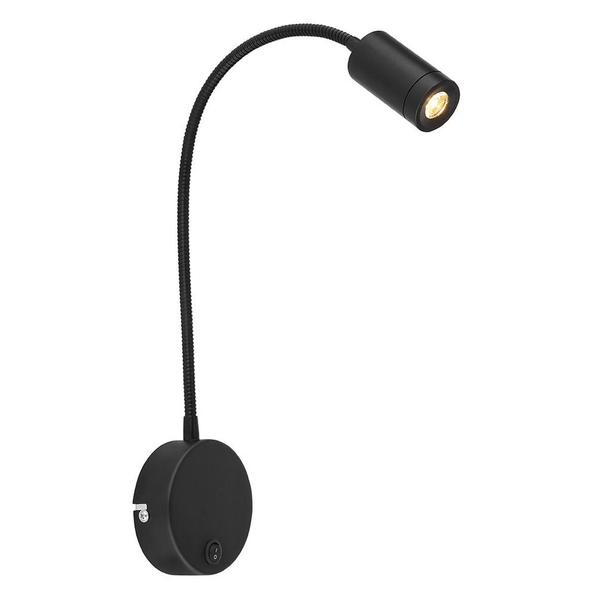 LED WANDLEUCHTE Schwarz Matt Flexibel - Schwarz, Metall (9/50/35cm) - Globo Lighting
