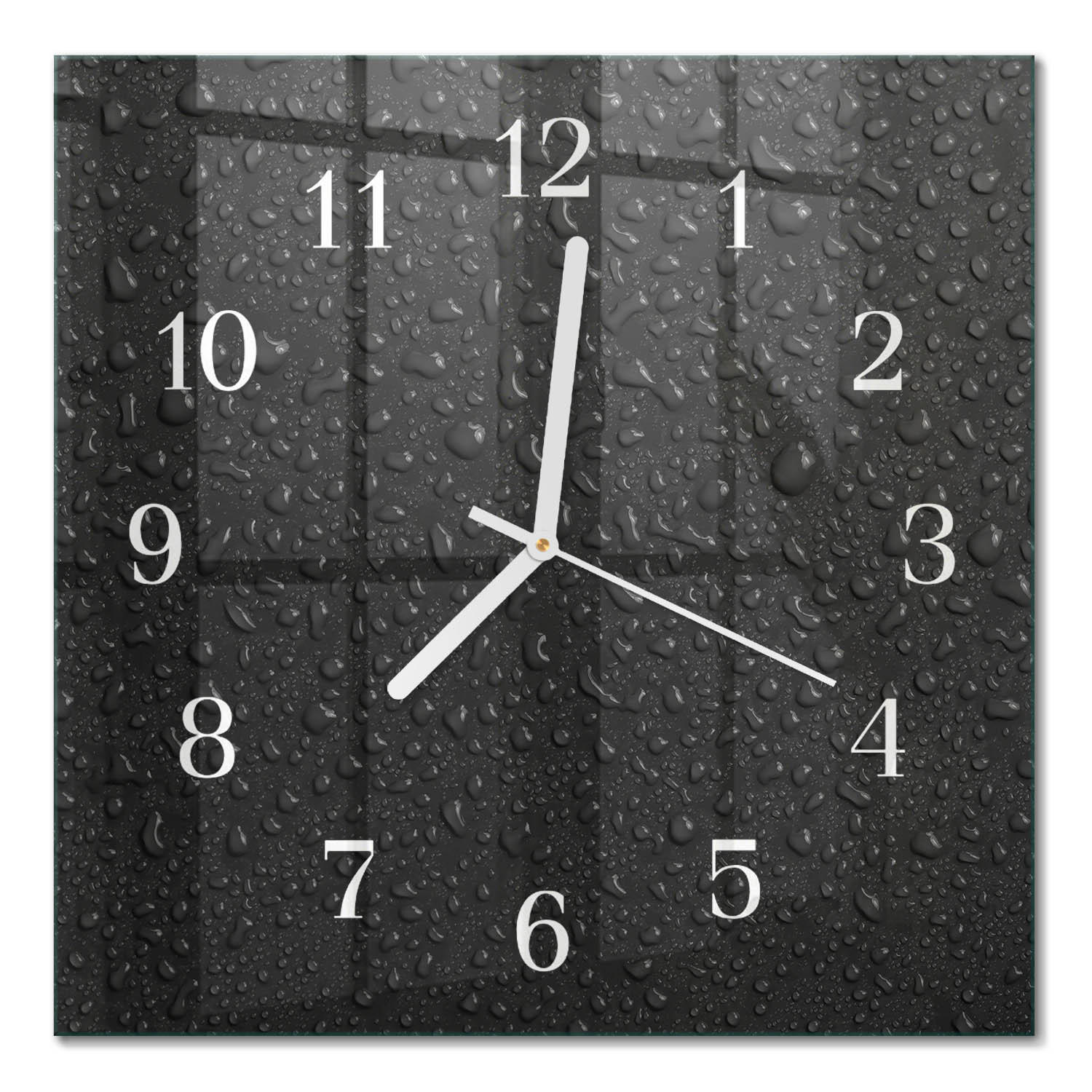 WANDUHR 30x30 cm - Wassertropfen - Schwarz, Glas (30/30/0.4cm) - TULUP
