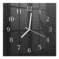 WANDUHR 30x30 cm - Wassertropfen - Schwarz, Glas (30/30/0.4cm) - TULUP