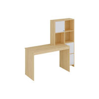 SCHREIBTISCH mit 3 Schränken & 3 Ablagefächern - Holzfarben & Weiß - ALIOBINI - Naturfarben, Holz (156.8/51.5/146.8cm) - Vente-Unique