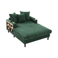 CHAISELONGUE 170/129/70 cm aus Cord mit LED-Beleuchtung, USB-Anschluss, Stauraum und 2 Becherhaltern, Smaragdgrün - Smaragdgrün, Textil (170/70/129cm) - Redom