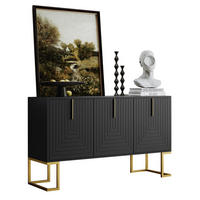 SIDEBOARD 138x40x80 cm, 3 Türen, verstellbare Böden, Schwarz - Schwarz, Holz (138/80/40cm)