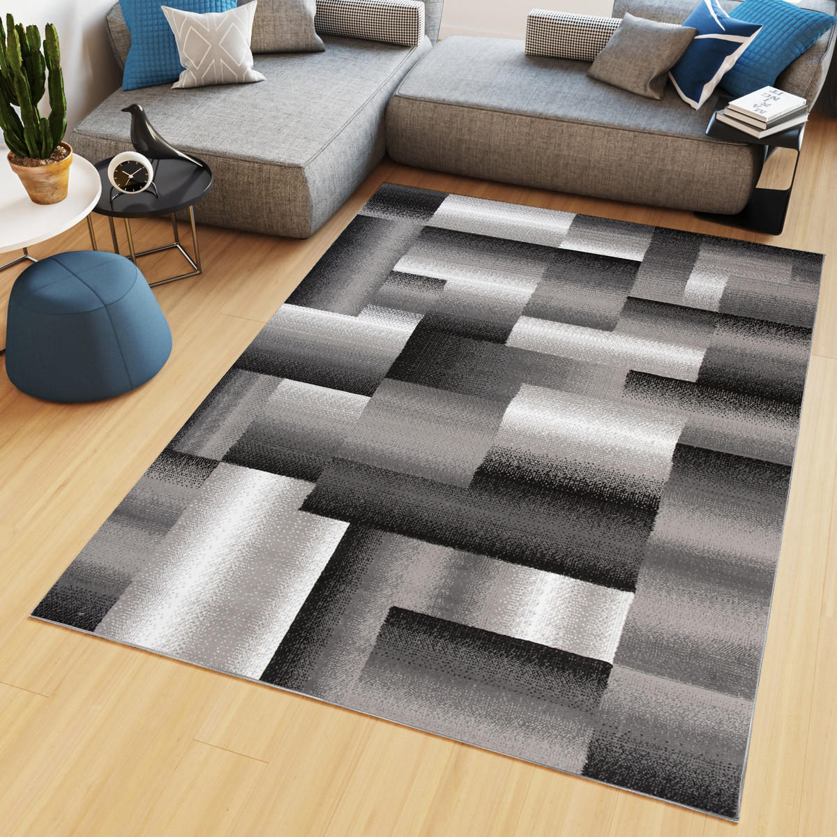 TEPPICH MAYA Creme Vierecke Streifen Verwischt 200/250 cm - Creme, Textil (200/250cm) - Tapiso
