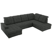 WOHNLANDSCHAFT MADRITO U - Dunkelgrau Struktur - Rechts - Dunkelgrau/Silberfarben, Textil/Metall (323/89/204cm) - MKS