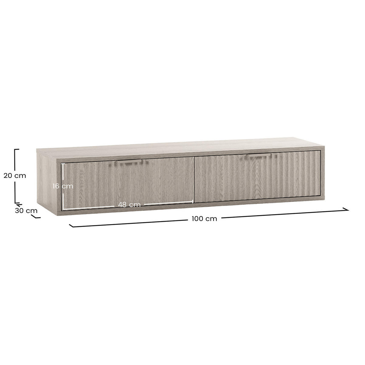 KONSOLENTISCH schwebender Lluvia 2 schubladen Eiche-Optik - Honigeiche, Holzwerkstoff (100/20/30cm) - VS Venta-stock