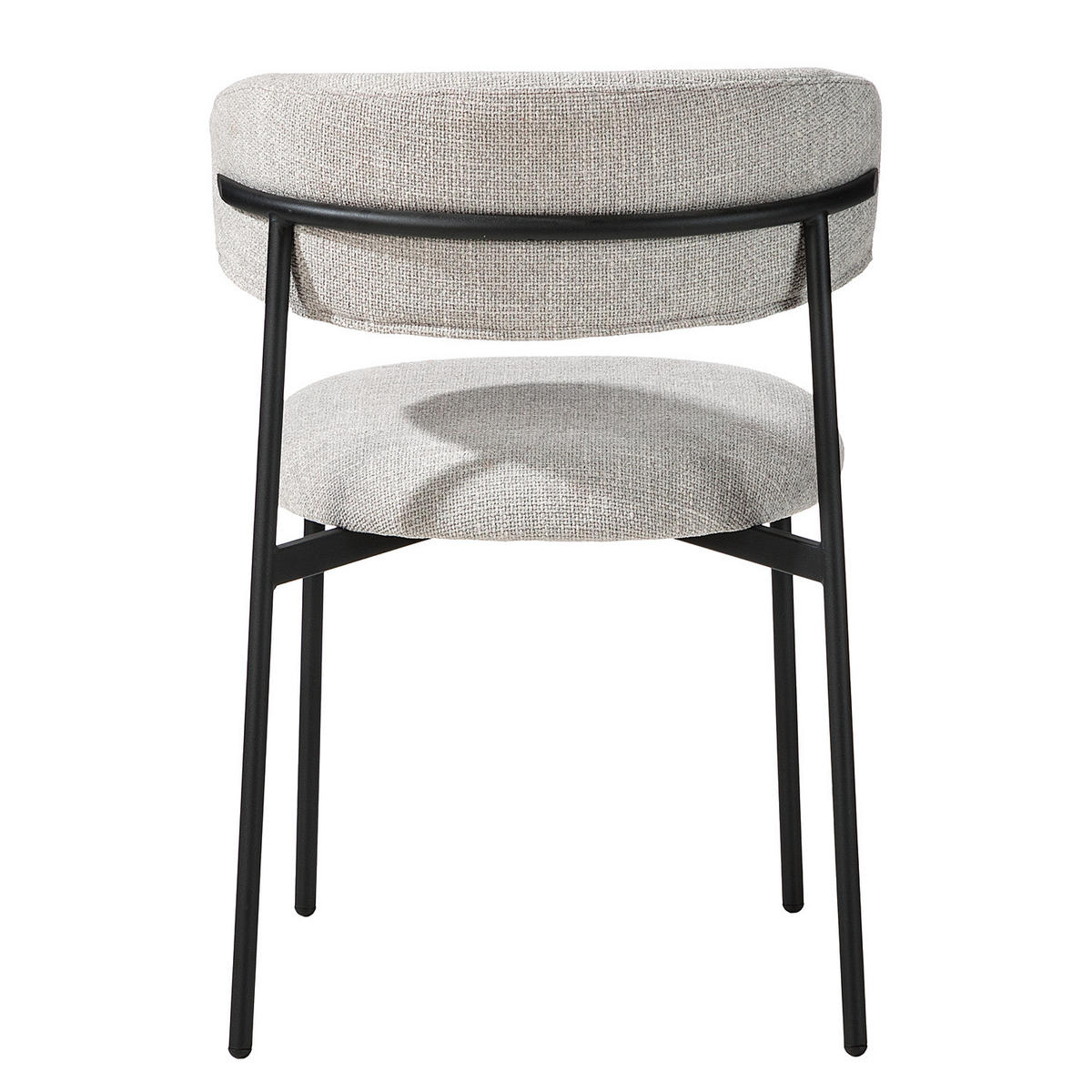 POLSTERSTUHL - 2er-Set - Strukturstoff / Edelstahl - Hellgrau/Schwarz, Textil/Metall (55/79/58cm) - home24