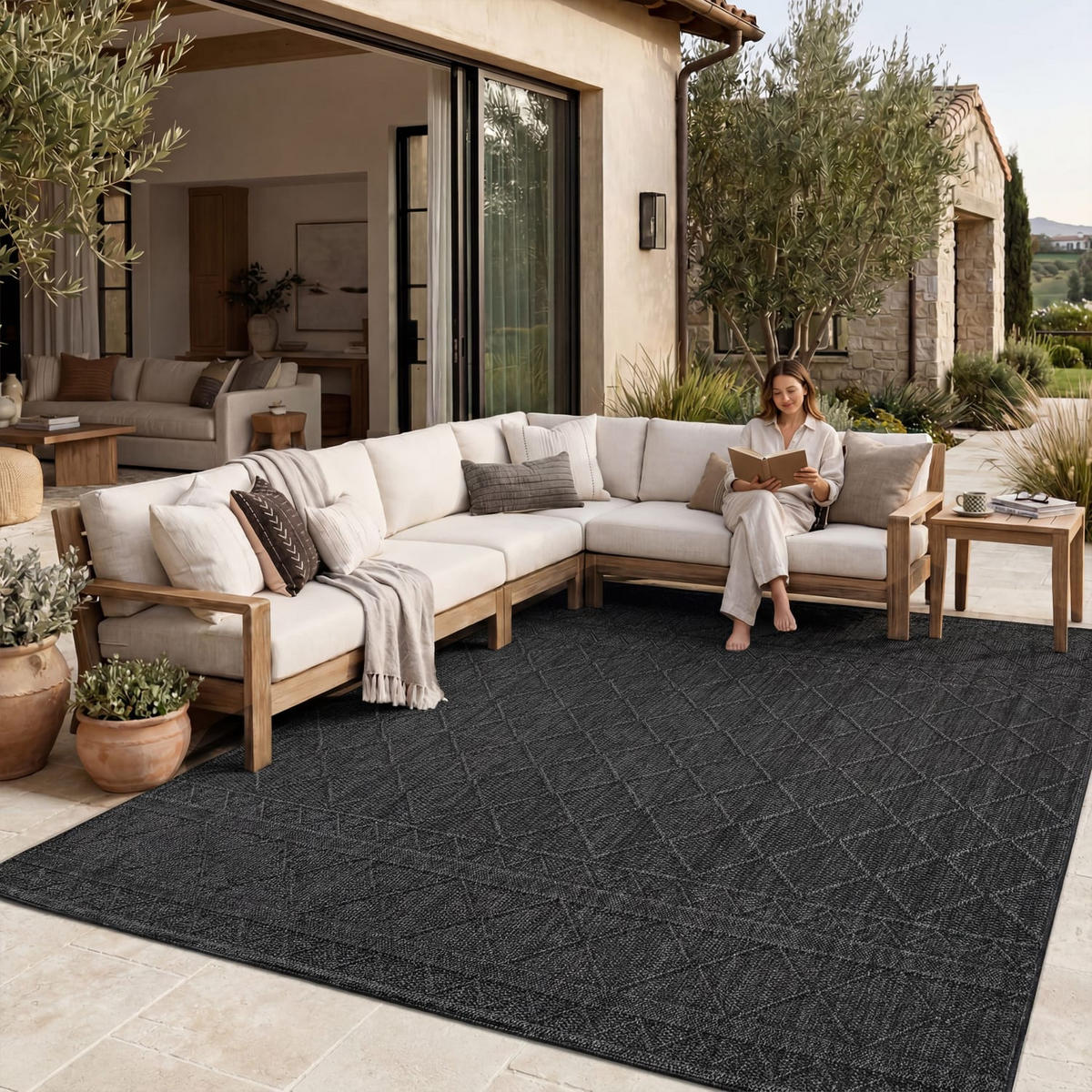 OUTDOORTEPPICH 150/150 cm Vermont 191 - Anthrazit, Kunststoff (150/150cm) - Paco Home