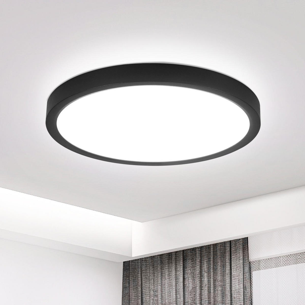 LED-DECKENLEUCHTE Warren 6000K-Kaltweiß 18/18/3 cm - Schwarz, Kunststoff (18/18/3cm) - Nettlife