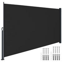 SEITENMARKISE , ausziehbar, mit Aufrollmechanismus, schwarz - Schwarz, Kunststoff (300/180/9cm) - tectake