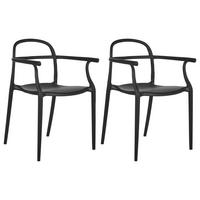 GARTENSTUHL 2er-Set Schwarz Vidor - Schwarz, Kunststoff (53/81/51cm) - Beliani