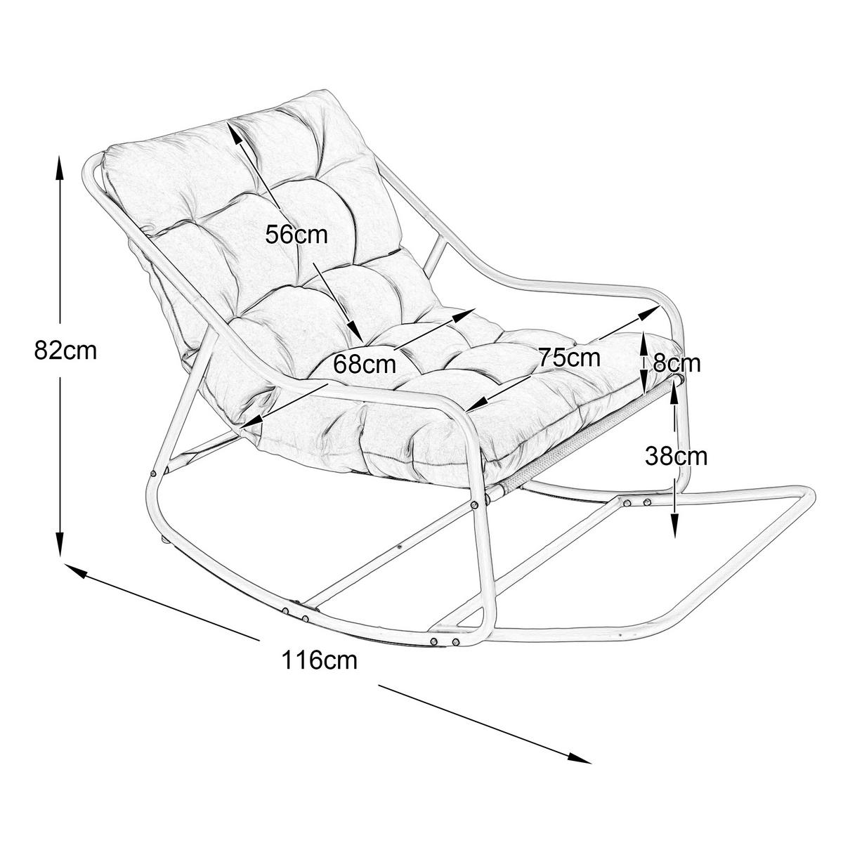 SCHAUKELSTUHL,SCHAUKELSESSEL mit Fußstütze, gepolstertem Kissen,Beige - Beige, Kunststoff/Metall (75/82/116cm) - LVHOM