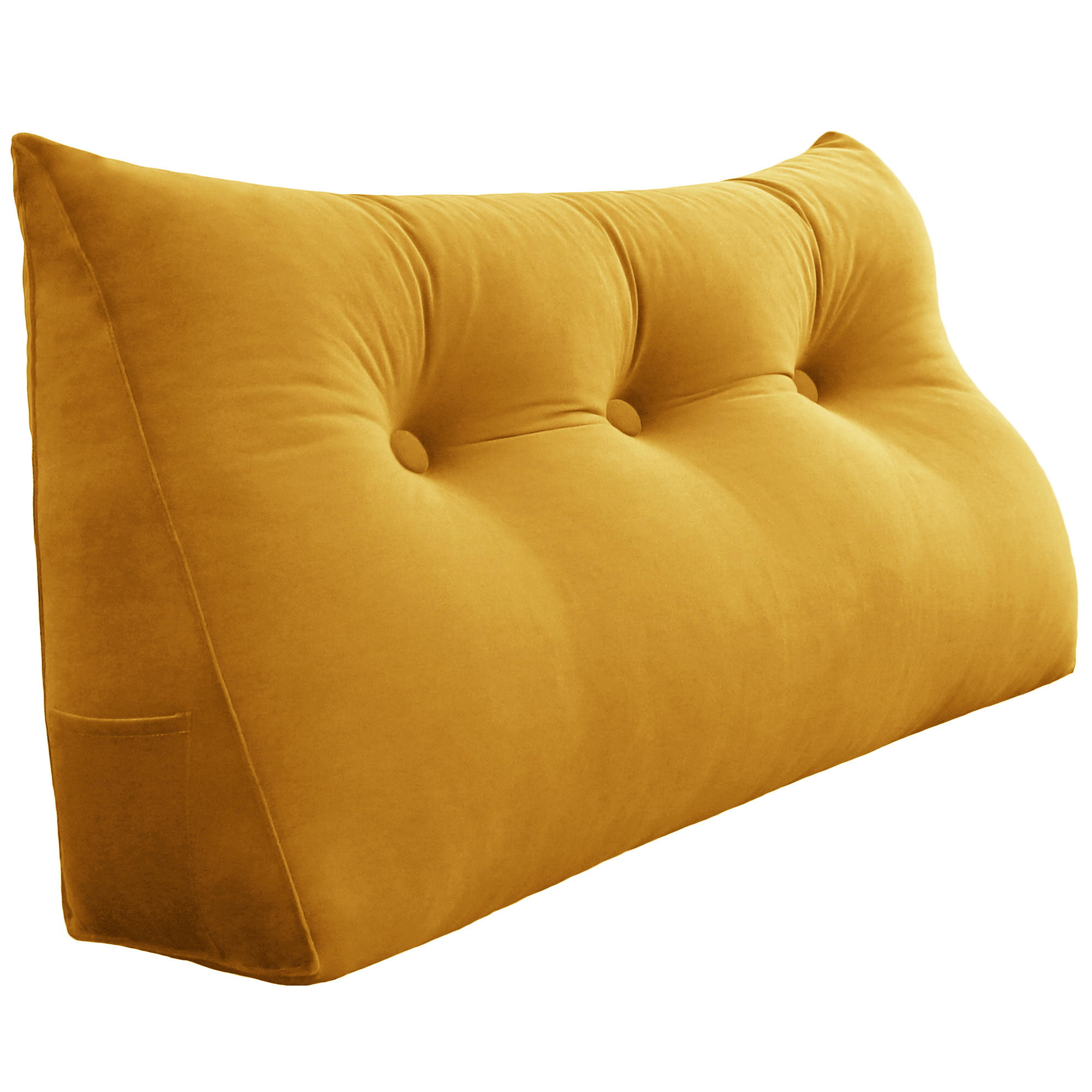 RÜCKENKISSEN für Bett Samt Gelb 100 cm - Gelb, Textil (50/100cm) - Vercart