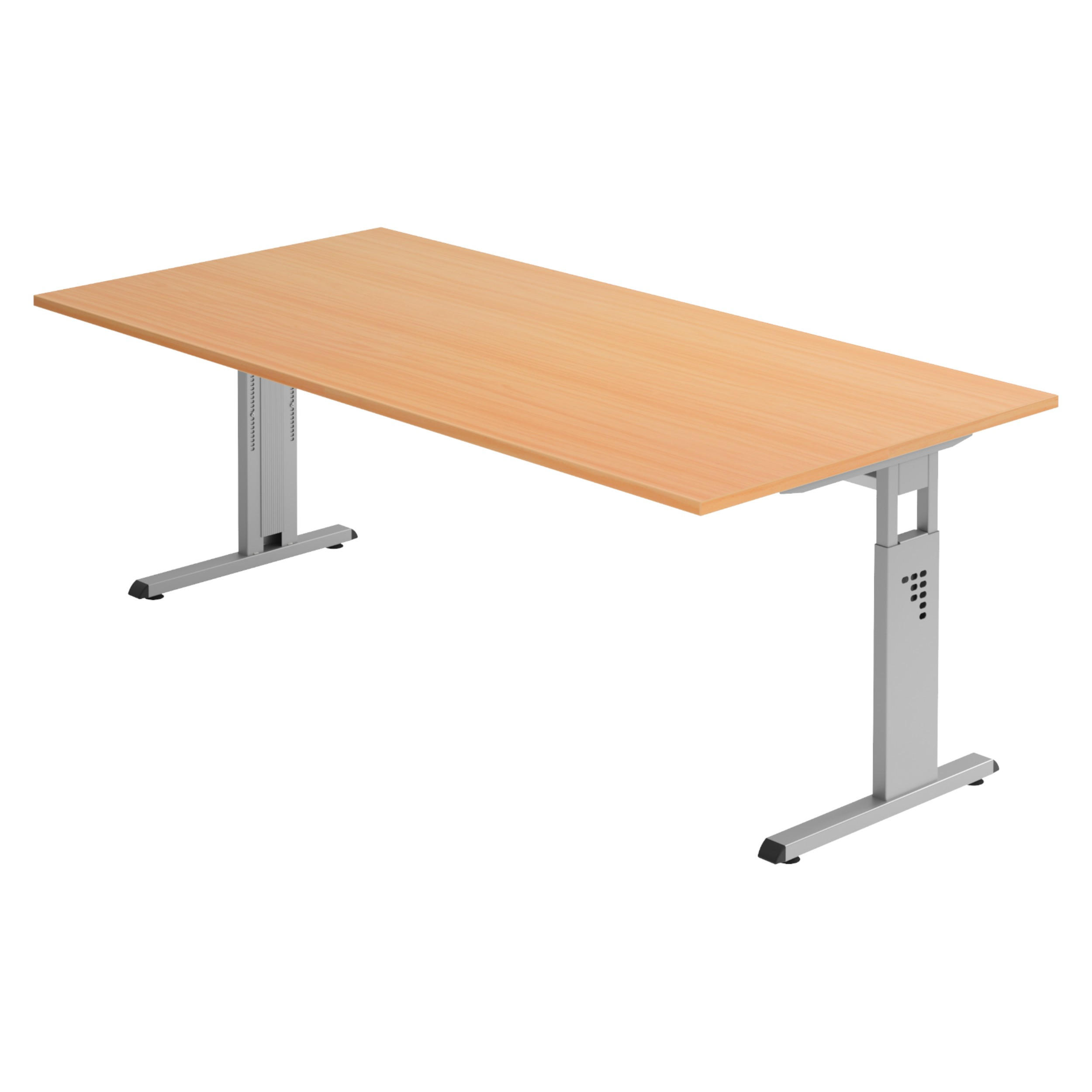 SCHREIBTISCH Serie-O 100/200/74 cm in Buchefarben/Silberfarben - Buchefarben/Silberfarben, Holzwerkstoff (100/200/74cm) - bümö