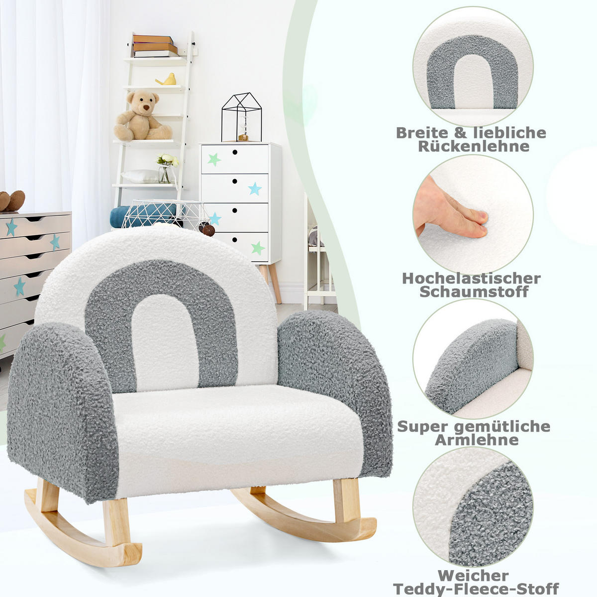 KINDERSOFA 51cm Grau - Grau, Holz (50/51/51cm) - COSTWAY