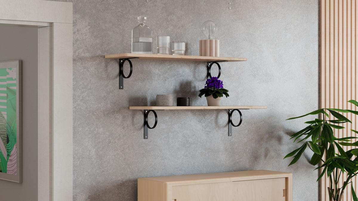 REGALTRÄGER als 2er Set Tom, Stahl in verschiedenen Trendfarben - Schwarz, Metall (3/20.5/20.5cm) - Alberts