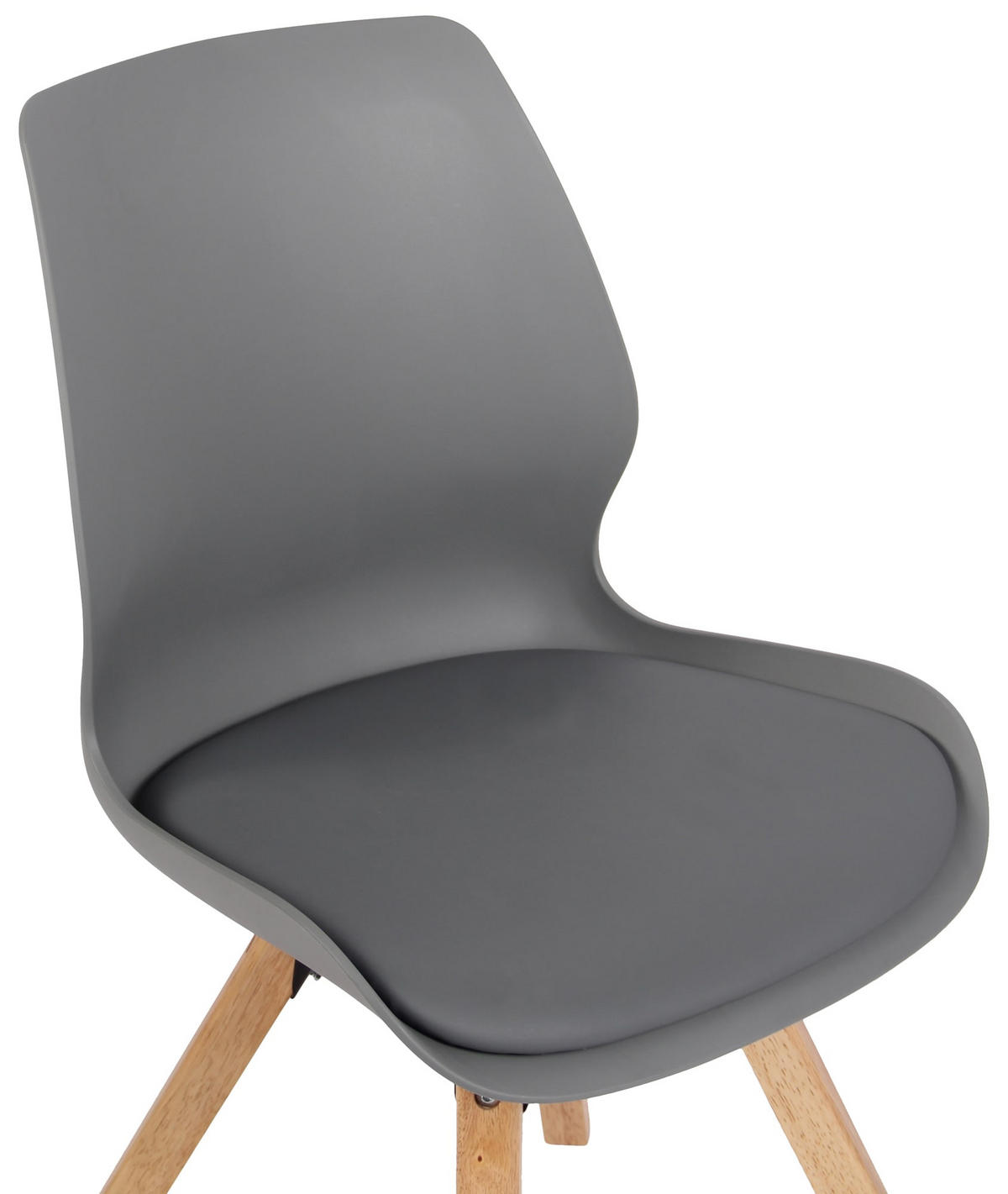 STUHL 2er Set Kunststoff grau - Eukalyptusholzfarben/Grau, Holz/Kunststoff (48/87/58cm) - CLP
