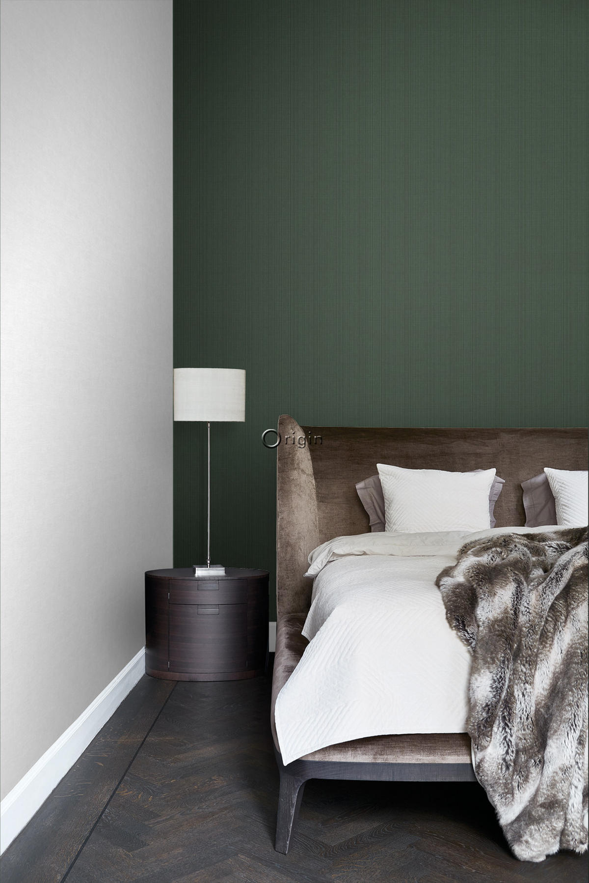 TAPETE Gewebeoptik 53 cm x 10.05 m - Grün, Papier (53/1000cm) - Origin Wallcoverings