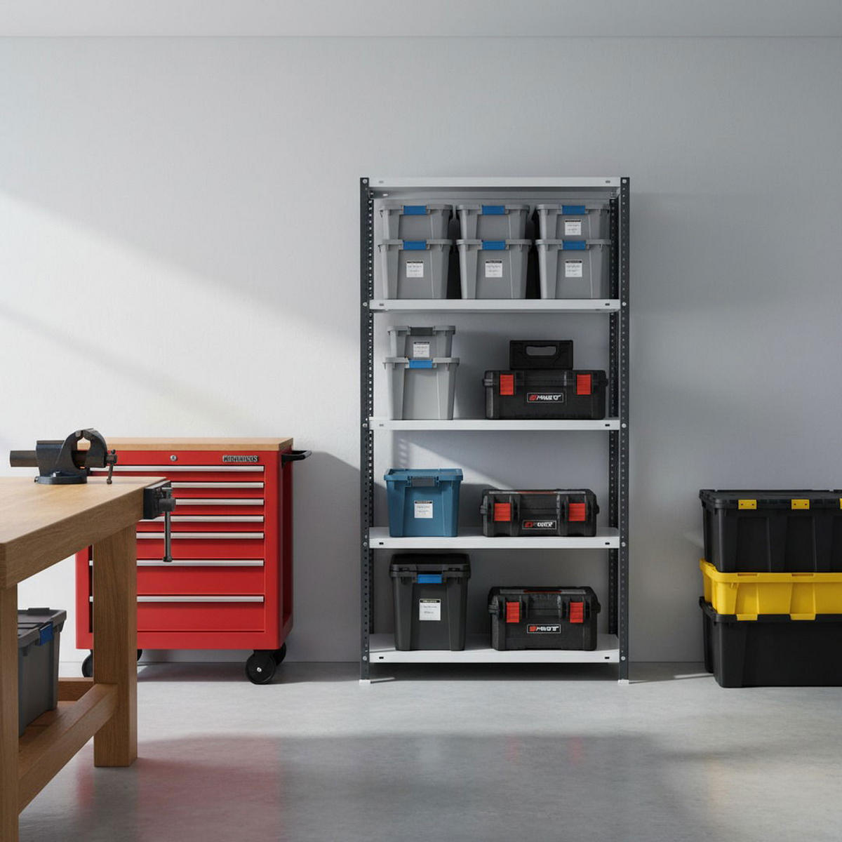 SCHRAUBREGAL PANDA | HxBxT 180x90x30cm | 5 Fachböden | Fachlast 100kg | Anthrazit-Weiß - Anthrazit, Metall (90/180/30cm) - PROREGAL