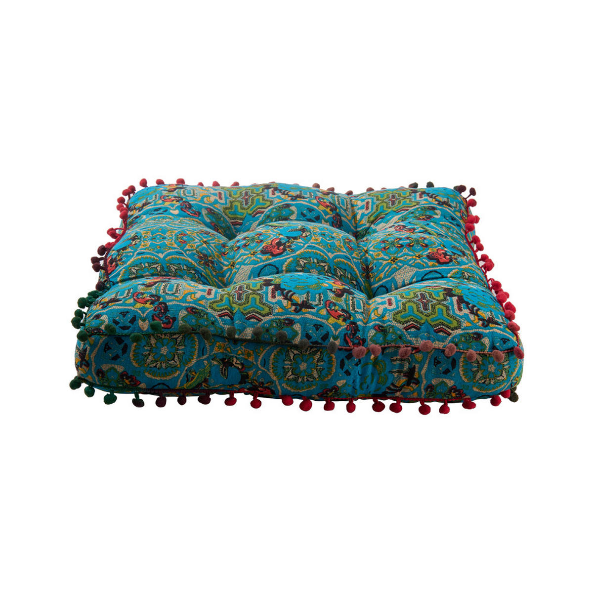 SITZKISSEN in Marokkanischer Stil Quadratisch aus Leinen-Baumwollstoff in blau Bequem & dekorativ 42 x 42 x 7 cm - Blau, Textil (42/42/7cm) - Livingandhome