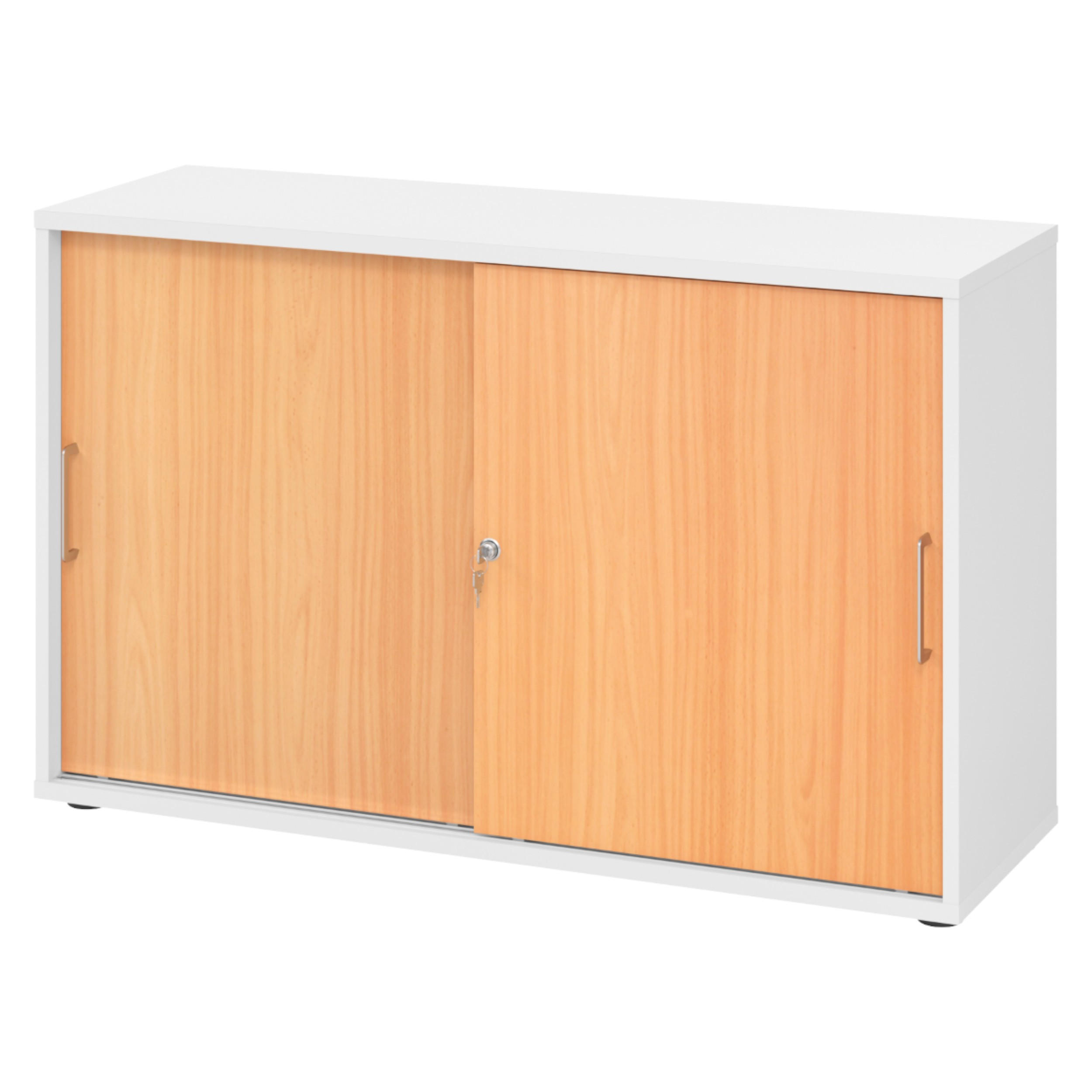 bümö Schiebetürenschrank Weiß, Buche 120x74.8x40 cm