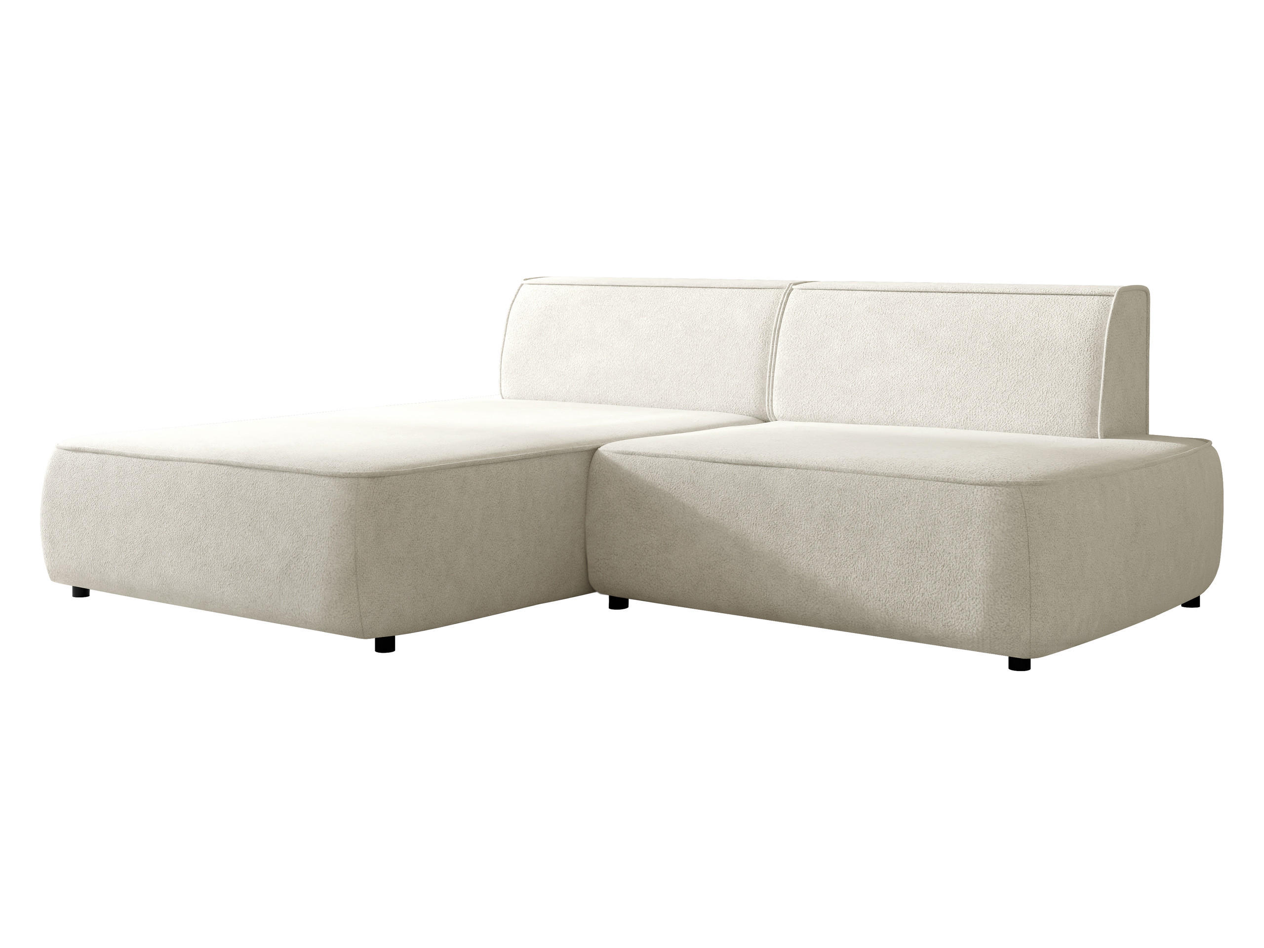 ECKSOFA Zuno, Seite: Links - Creme/Schwarz, Holz/Kunststoff (254/162cm) - MIRJAN24