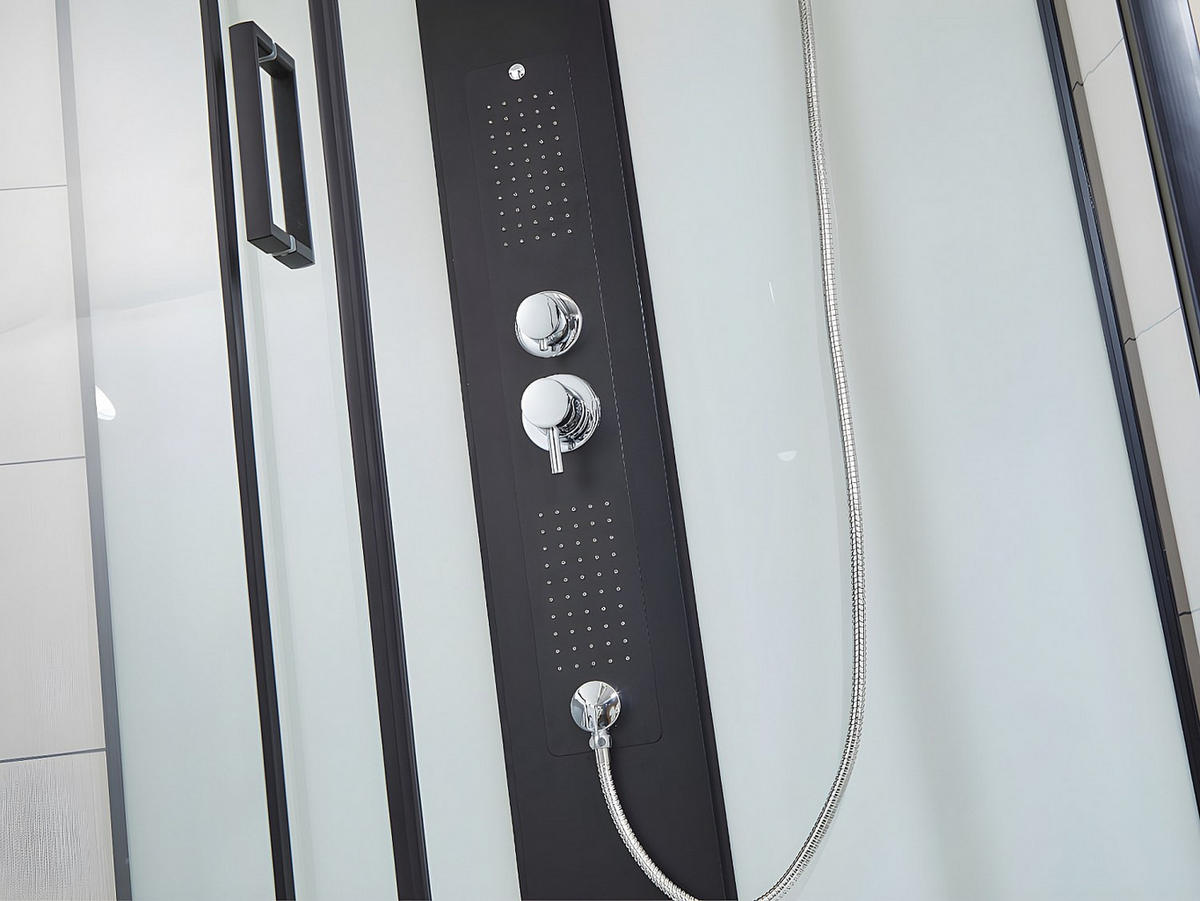 DUSCHKABINE Massagedusche - 120 x 80 x 215 cm - Regendusche & Handbrause - PRIMEA - Schwarz, Metall (80/120/215cm) - Vente-Unique