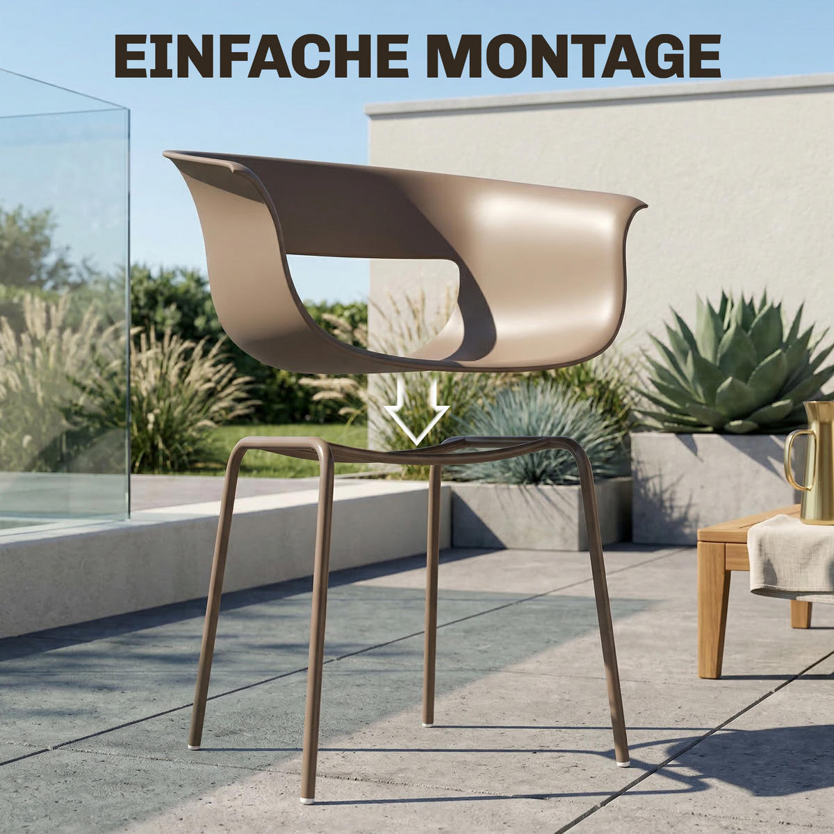 GARTENSTÜHLE 4er Set Metall Kunststoff Kaffee - Braun, Kunststoff/Metall (51/74/61cm) - Outsunny