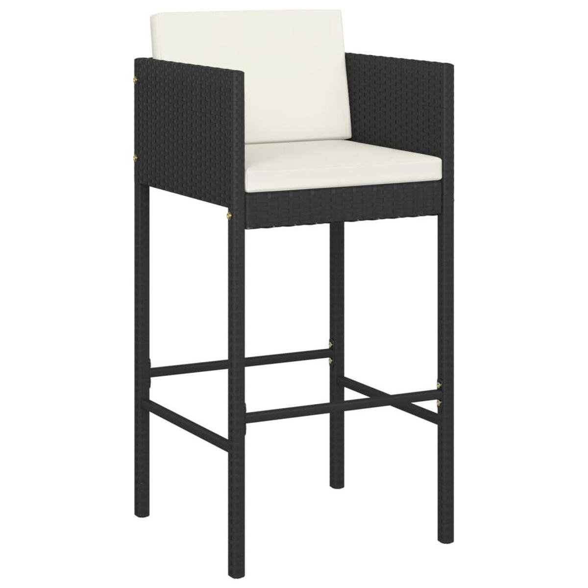 BARHOCKER 4 Stk. Mit Kissen Schwarz Poly Rattan - Schwarz, Kunststoff (48/100/50cm) - vidaXL