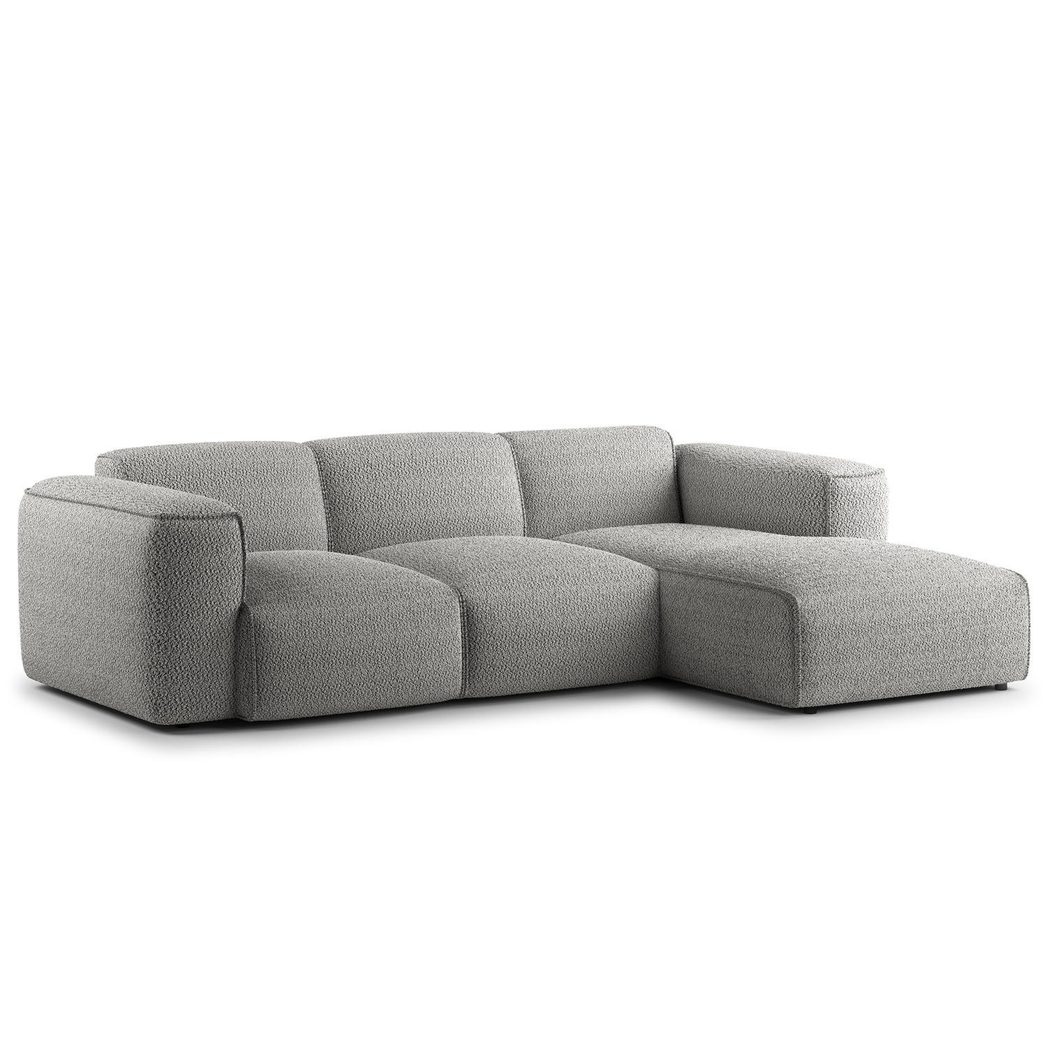3-SITZER ECKSOFA mit Longchair - Schwarz/Grau, Kunststoff/Textil (251/173cm) - home24