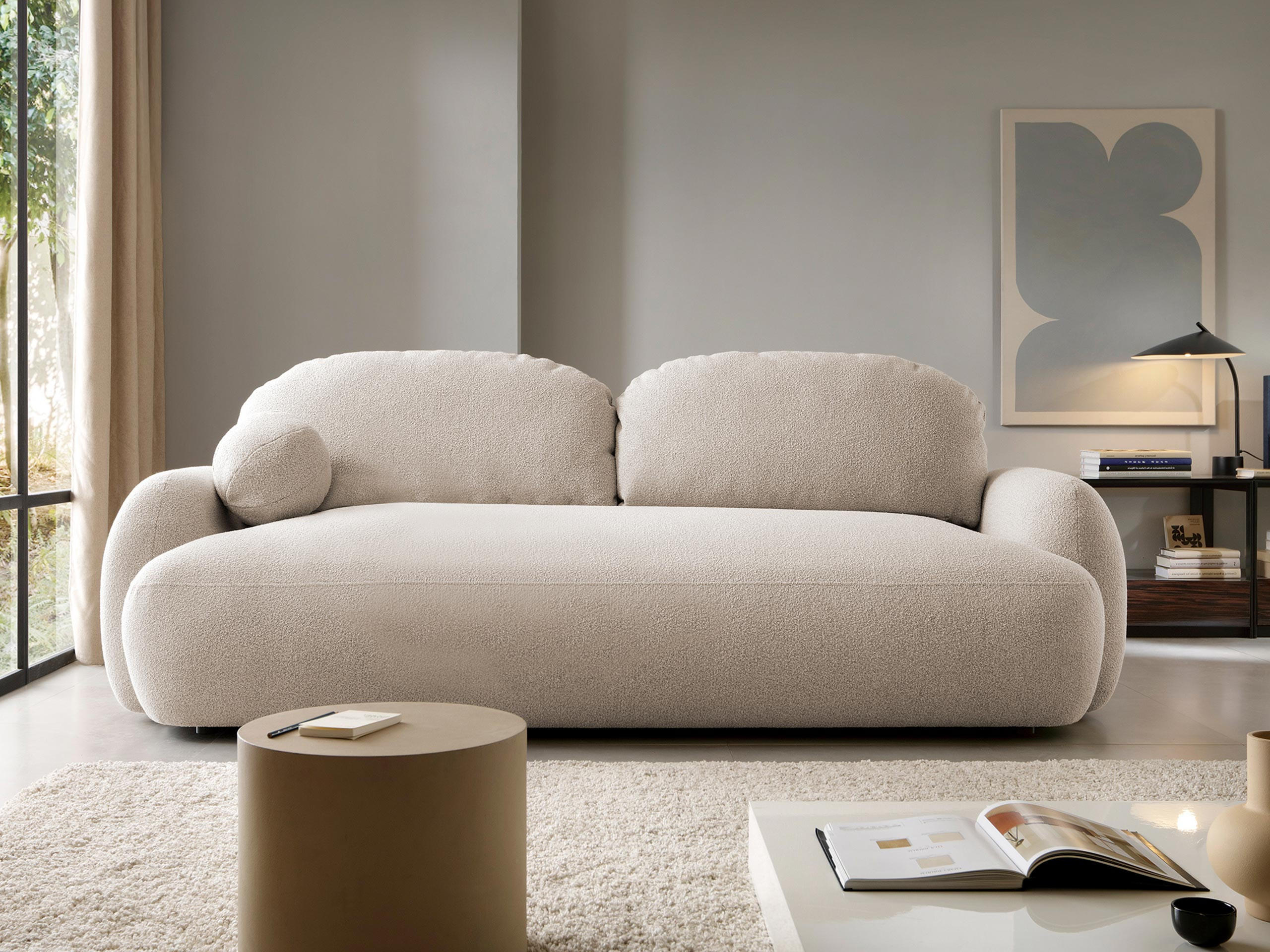 SCHLAFSOFA Mayo - Beige/Schwarz, Holzwerkstoff/Kunststoff (256/85/115cm) - MIRJAN24